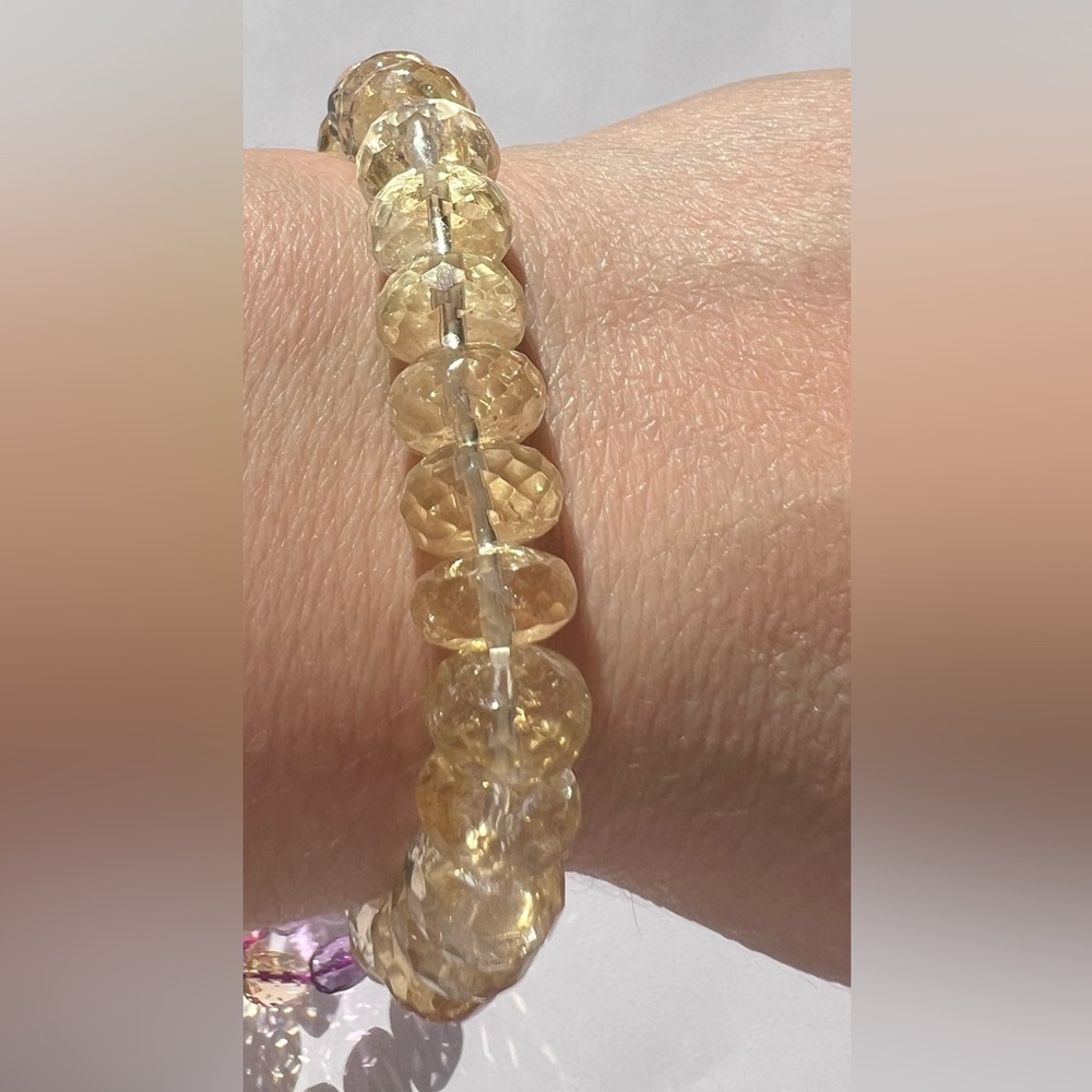 BCIT10 High-End RARE Natural Faceted 10mm PASTEL CITRINE Handmade Bracelet